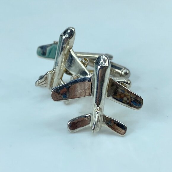 Tiffany & Co Airplane Pilot Plane Jet Cufflinks sterling silver 925 10g JR352 - Picture 3 of 8